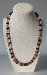 Vintage Murano & Czech Glass Bead Beaded Necklace Red/multi Color 25" long - Picture 1 of 7