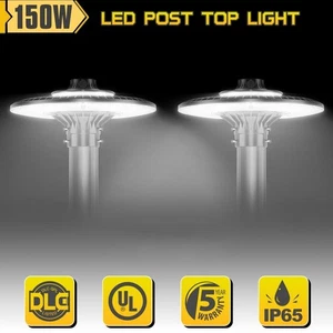 2Pack 150W LED Post Top Light Dusk To Dawn Outdoor Circular Area Light Fixture - Picture 1 of 18