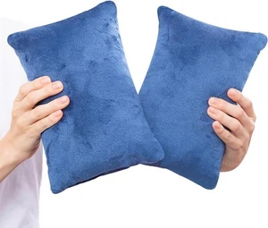 Confezione 2 Cuscino Piccolo, Mini Cuscino Memory Foam 11 X 7 Pollici per Viaggio, Blu - Foto 1 di 7