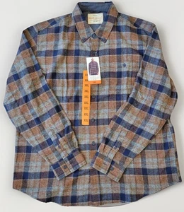 weather proof vintage mens size 2XL flannel long sleeve shirt plaid Blue brown - Picture 1 of 6
