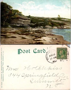 Vintage Postcard Beach and Bathing House at Cushings Island in Maine - Picture 1 of 1