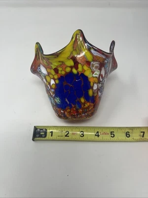 Pañuelo Millefiori Fazzoletto de cristal de Murano firmado. Excelente Estado Foto 1 de 4