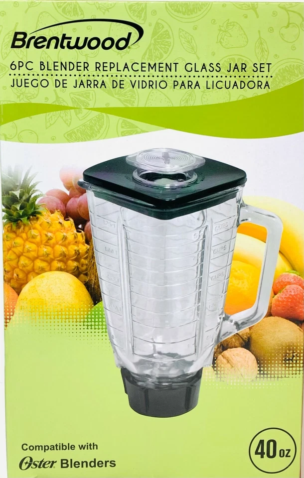 Brentwood P-OST722 6 Piece Replacement Glass Jar Set Compatible W/Oster NEW - Image 1 of 4
