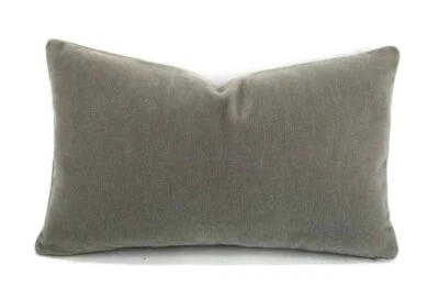 Gray Mohair Lumbar Pillow Cover - 12" X 20" - Soft Grey Mohair Velvet Rectangle - Image 1 of 4