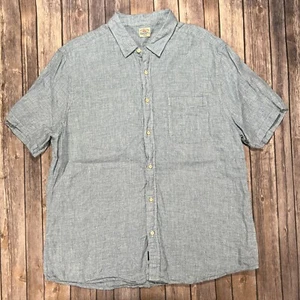 Camisa Faherty Laguna 100 % lino manga corta 2XL para hombre azul bolsillo ligero - Imagen 1 de 8