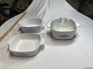 Vintage Corning Ware 1-1 Qt,1-1 1/2 Qt And 1 3/4 Qt Casserole Blue cornflower - Picture 1 of 21