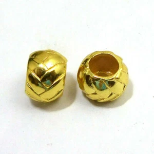 30 PCS 9X6MM  LARGE HOLE BEAD 18K GOLD PLATED CYLINDER BEAD 744  COT-4 - Picture 1 of 3