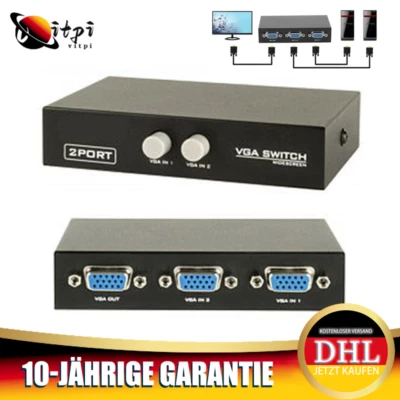 VGA 2 in 1 Out Splitter Monitor Switch Box Schalter Für Computer PC Laptop TV DE - Bild 1 von 4
