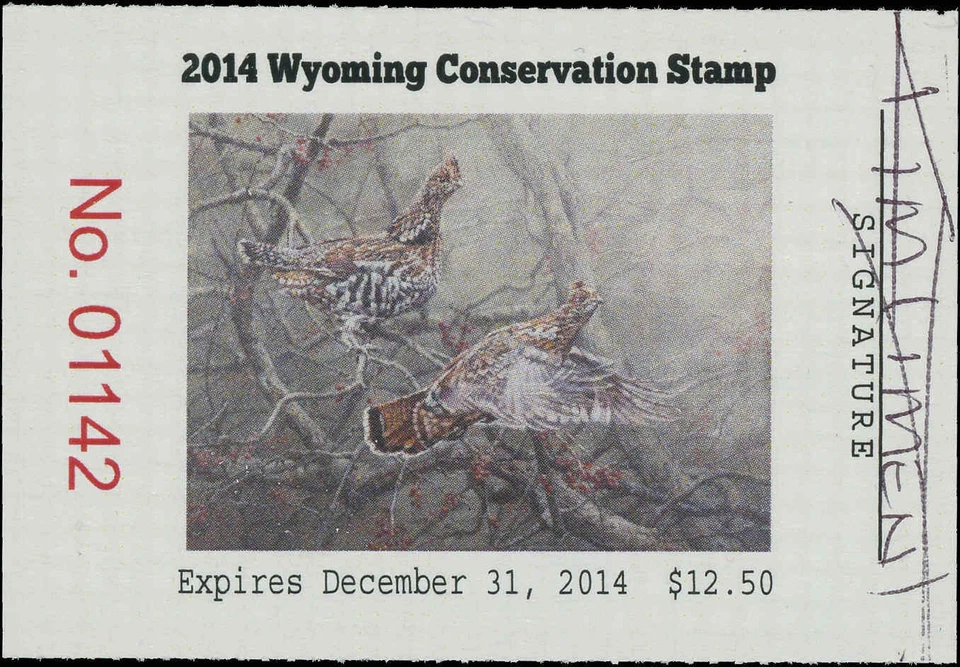 WYOMING #31 2014 STATE CONSERVATION / DUCK STAMP ARTIST SIGNED By Kim Diment - Image 1 of 1