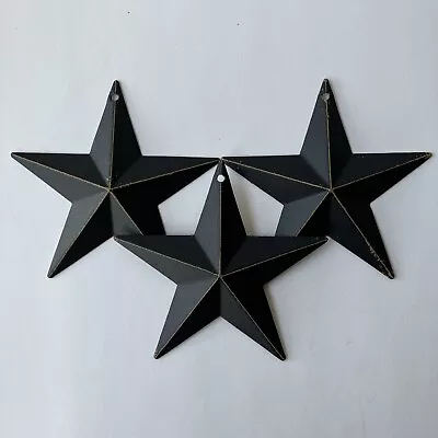 Set/3 Black Barn Star Stars 3.5" Primitive Metal Farmhouse Craft Supply - Image 1 of 4