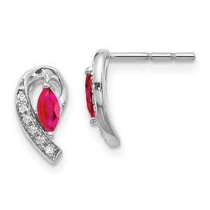 14k White Gold Diamond and Ruby Earrings - Picture 1 of 7