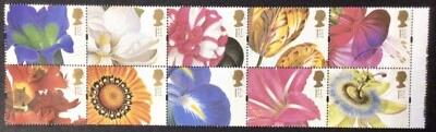 GB STAMP PANE SG1955/64 FLOWER PAINTING 1997 EXT. FINE USED - Image 1 of 4