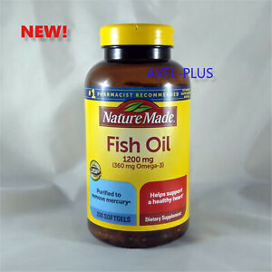  Nature Made Fish Oil 1200 mg (360 mg OMEGA-3) 200 Liquid Softgels