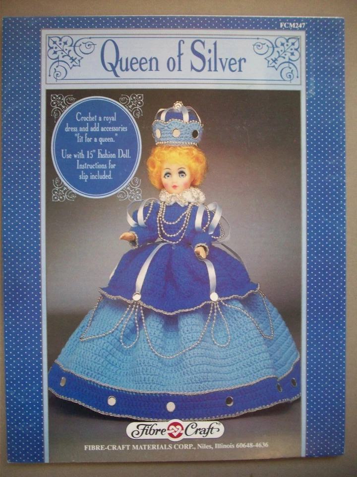 Queen of Silver royal dress  crochet pattern for 15" doll - Image 1 of 1