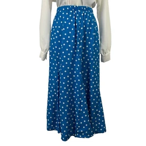 Vintage 70s Campus Casuals of California Womens Small Skirt Blue White Polka Dot - Picture 1 of 5