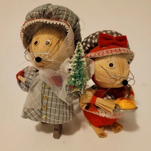 Kurt Adler Christmas Grandma Mice Cornhusk Ornaments Vintage Great! See Descript - Picture 1 of 17