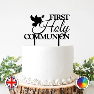 Dove First Holy Communion cake topper WOOD ACRYLIC PLASTIC 50+colours KOMUNIA - Picture 1 of 68