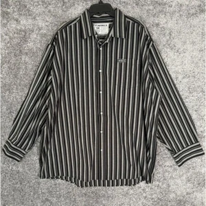 Avirex Shirt Mens 3XL Striped Black Biker Grunge Gothic Button Up Hip Hop Y2K - Picture 1 of 14