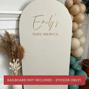Personalised Baby Bridal Shower Sail Board Birthday Signs Vinyl Decal STICKER - Picture 1 of 3