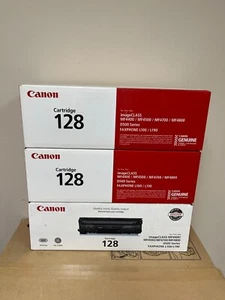 Lot of 3 New Sealed Genuine OEM Canon Black Toner Cartridge 128 - Picture 1 of 4
