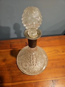 VINTAGE GROSSE KARAFFE KRISTALLGLAS MIT SILBERRAND GR-12" HOCH - Bild 1 von 4