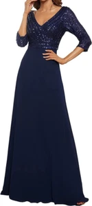 Ever-Pretty Women's V Neck Long Sleeve Elegant A Line Long Chiffon Dress: UK 26 - Picture 1 of 6