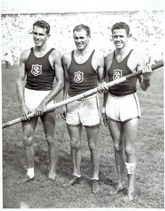 1936 Vintage Foto US Olympic Pole Vaulter Earle Meadows Bill Sefton Bill Graber - Bild 1 von 2