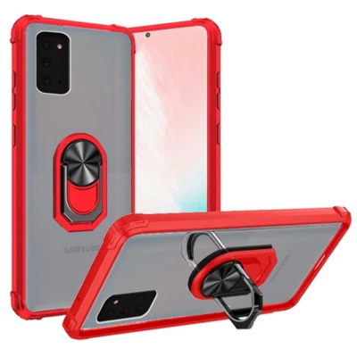 For Samsung Note 20 Transparent 360° Magnetic Ring Stand Hybrid Case CLEAR/RED - Image 1 of 2