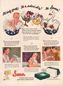 Print Ad Swan Soap 1942 Bath Dishes Full Page Large Magazine 10.5"x13.5" - Picture 1 of 1
