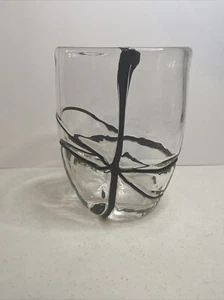 Clear Glass Vase With Black Design - Picture 1 of 6