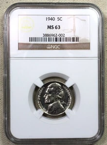 1940 Jefferson Nickel  NGC MS-63  - Picture 1 of 4