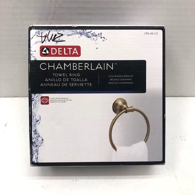 Delta Chamberlain Wall Mount Towel Ring in Champagne Bronze CML46-CZ