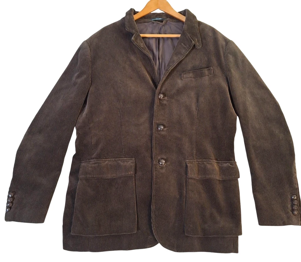Polo Ralph Lauren Blazer Mens XL Brown Corduroy 3 Button Patch Pocket Sport Coat - Image 1 of 4