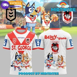 St George Illawarra Dragons NRL x Bluey and Bingo 2025 Shirt - Picture 1 of 2