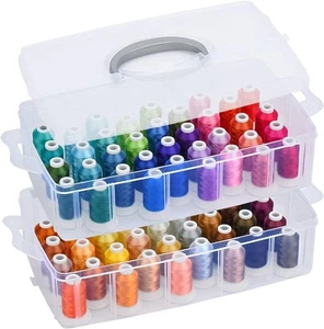 80 Colors Embroidery Thread 500M (550Y) with Clear Plastic Storage Box Polyes... - Picture 1 of 5