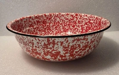 Crow Canyon Enamelware, Marble, 12" Wash Basin Bowl Timpano Red Marble  - Image 1 of 4