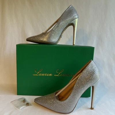 Lauren Lorraine Dori Shoes Womens Size 6 Silver Rhinestone High Heels Stiletto - Image 1 of 4