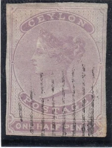 Ceilán 1857 QV 1⁄2d lila rojiza fina usada. SG 16. Sc 15. - Imagen 1 de 2