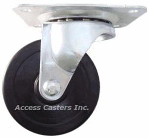 3PUHRS 3" x 1-1/4" Swivel Plate Caster, Hard Rubber Wheel, 220 lbs Capacity - Picture 1 of 2