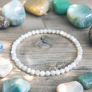 Natural Mother of Pearl 4mm Beads Healing Reiki Woman Bracelet FREE Raw Stones - Picture 1 of 9