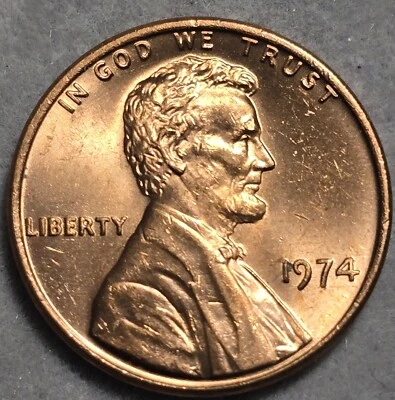 1974 Lincoln Penny 1C No Mint Mark 3.1g Copper Mint State Red Off-Center 💥💥💥  - Image 1 of 4