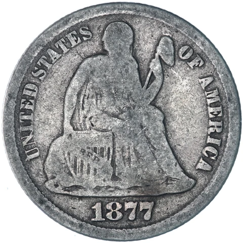 1877 CC Seated Liberty Dime 90% Silver Very Good See Pics Z609 Cover