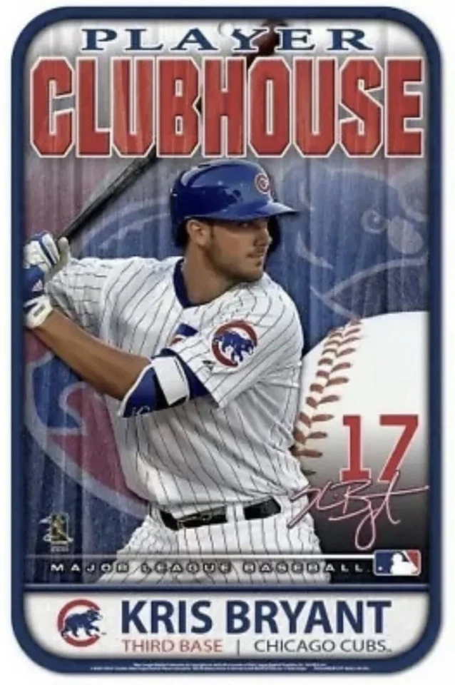 KRIS BRYANT Cubs MLB Plastic Clubhouse Player 11"x17" Sign  - Image 1 of 1