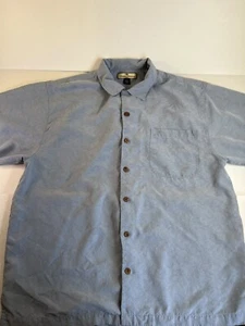Tommy Bahama Hawaiian Aloha Shirt 100% Silk Textured Blue Mens Large 46”c Read! - Picture 1 of 7