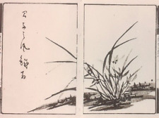 'RAN' ORCHID & HAIKU POEM 10 - Real Meiji era Japanese Woodblock Print