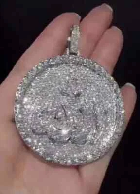 Colgante Moissanita Corte Redondo 3Ctw Para Hombre Personalizar Allah Chapado en Oro Blanco 14K Foto 1 de 4