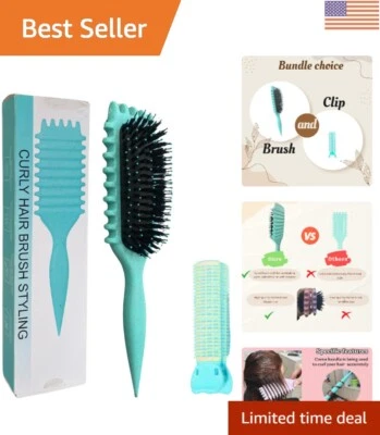 Cepillo definidor de rizos ventilado multifuncional con pinzas para el cabello - Color verde Foto 1 de 4