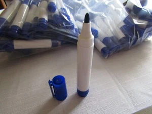 Blue Dry Erase Marker Lot of 25 Bullet Tip Long Lasting Markers 5" White Label - Picture 1 of 3