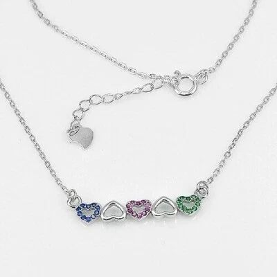 Collana in argento sterling 925 con CZ placcato oro bianco, lunghezza 16 pollici - Immagine 1 di 3