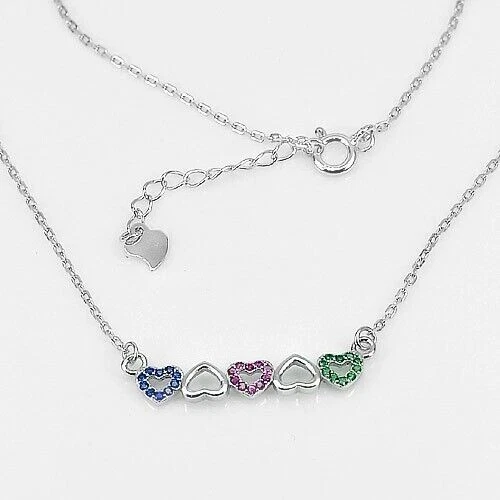 Collana in argento sterling 925 con CZ placcato oro bianco, lunghezza 16 pollici - Immagine 1 di 3